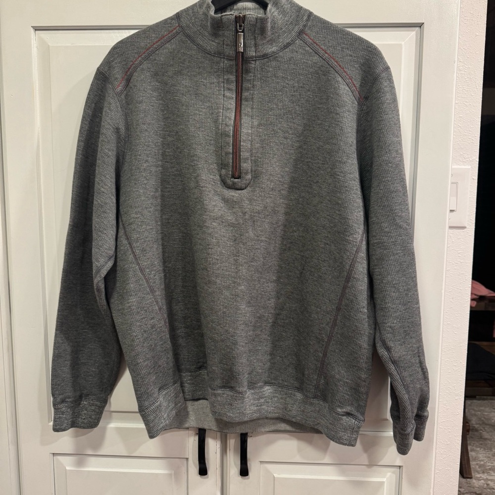 Tommy Bahama-‎ Flipsider Half Zip Reversible Men's Gray Sweater